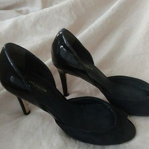 Ann Taylor Black Peep Toe Dress Pumps, size 5